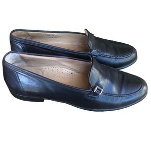 Bally Rolo Loafer Dress Shoes Kidskin Black Leather Men Size Made in Italy 9.5 D